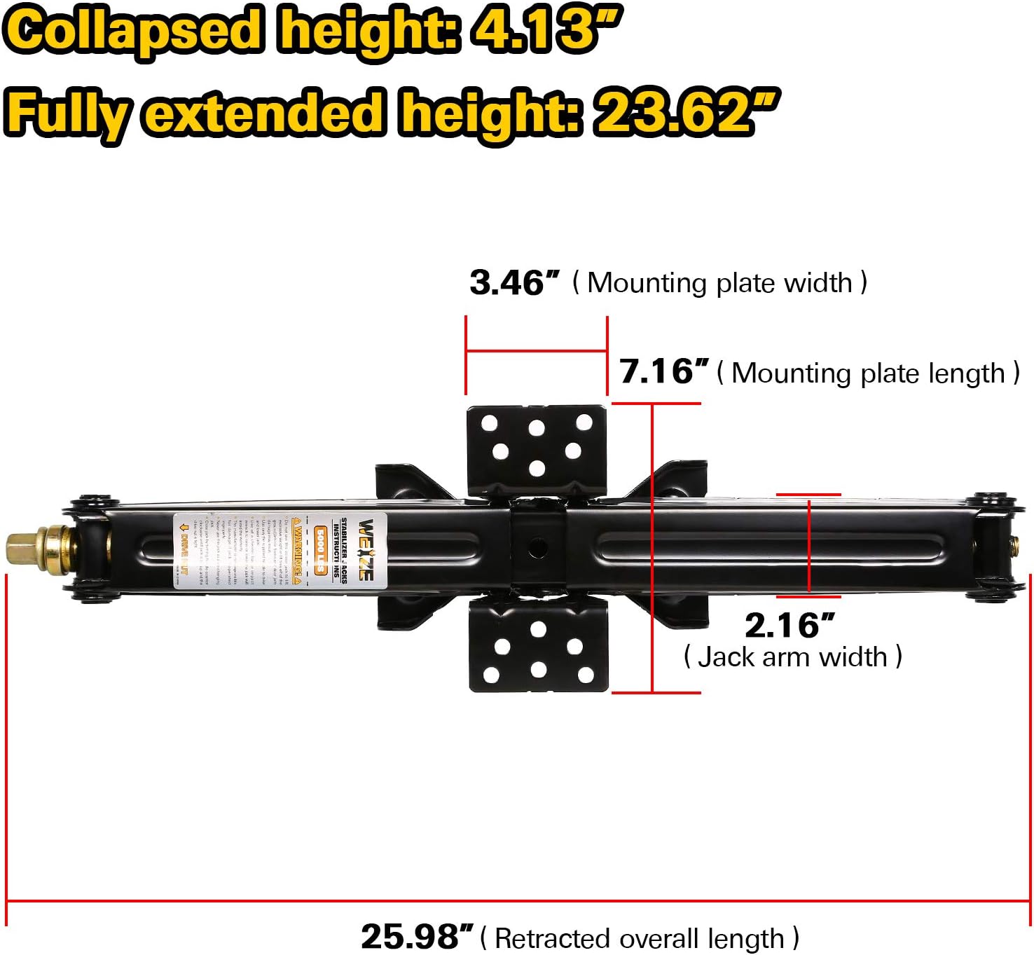 WEIZE Camper RV Trailer Stabilizer Leveling Scissor Jacks with Handle-24-5000lbs - Set of 4
