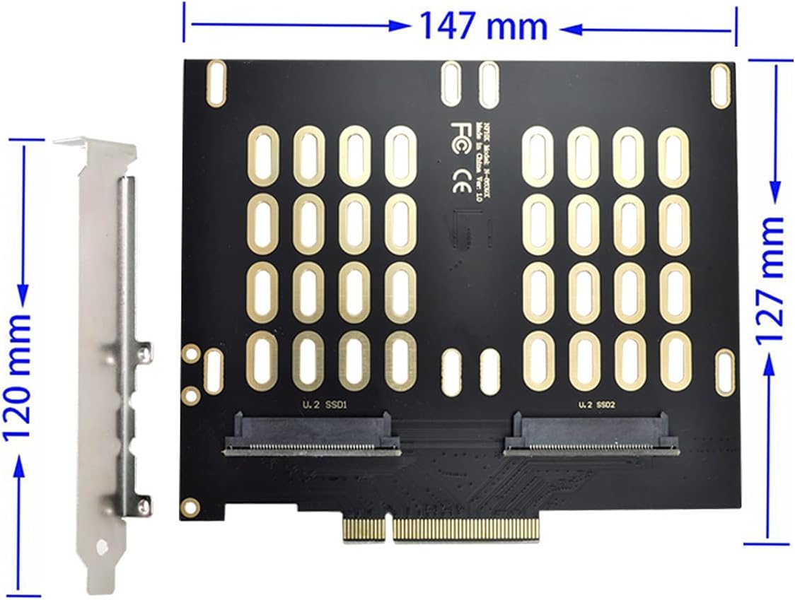 Cablecc Dual 2X U.2 SFF-8639 SSD to PCIE Express 3.0 Gen3 X8 X16 Raid Card VROC Raid0 Hyper Adapter Pack of 2
