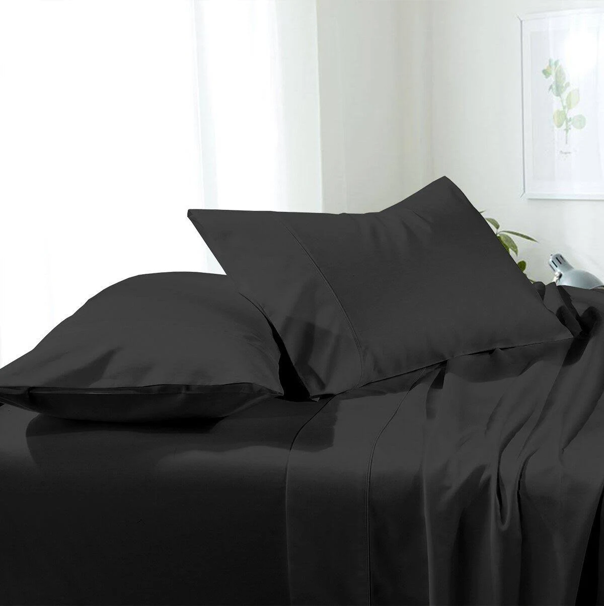 Royal Tradition Split California King Sheets Microfiber Black