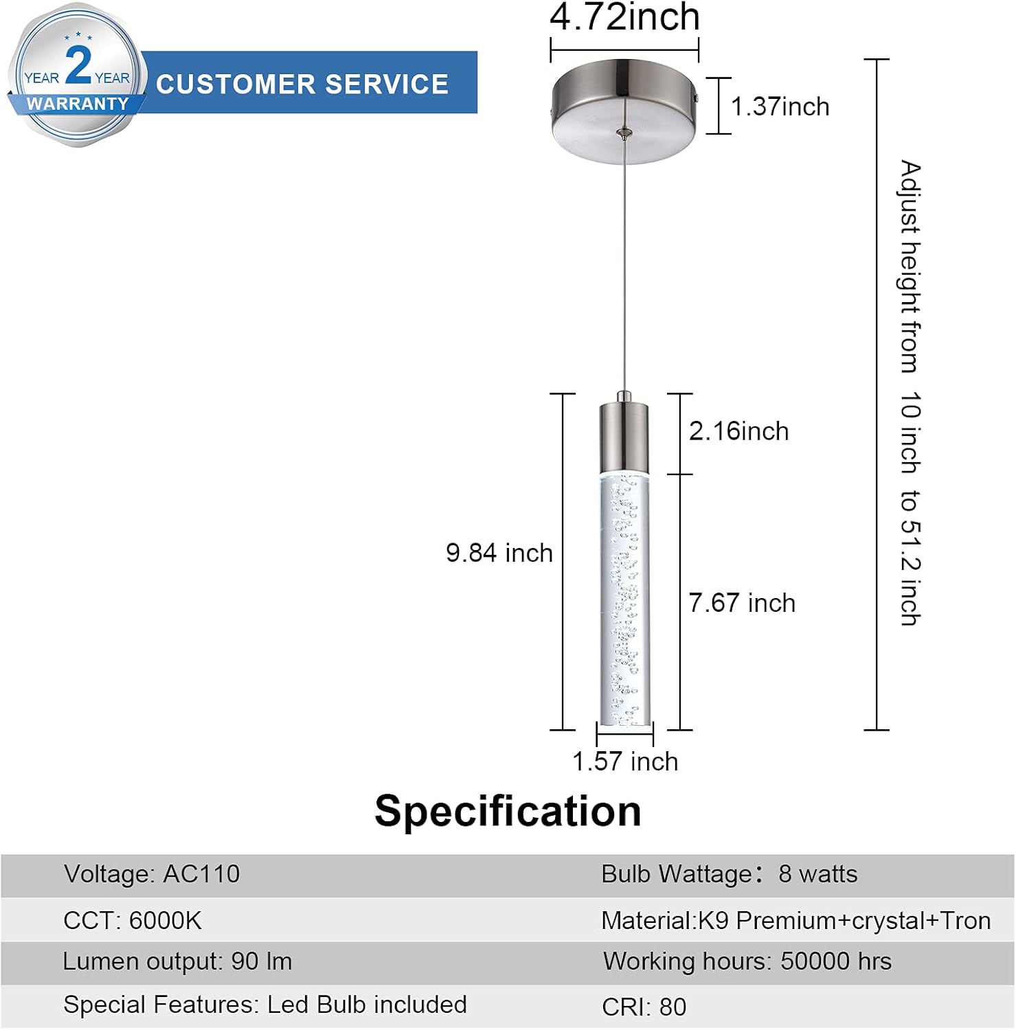 votag 3 Pack Mini Pendant Light,Satin Nickel LED Kitchen Lighting with Led Bulb, Updated 3D Generation Preminum Bubble Chandelier Light Fixture for Kitchen,Dining Room,Living Room,Corridor