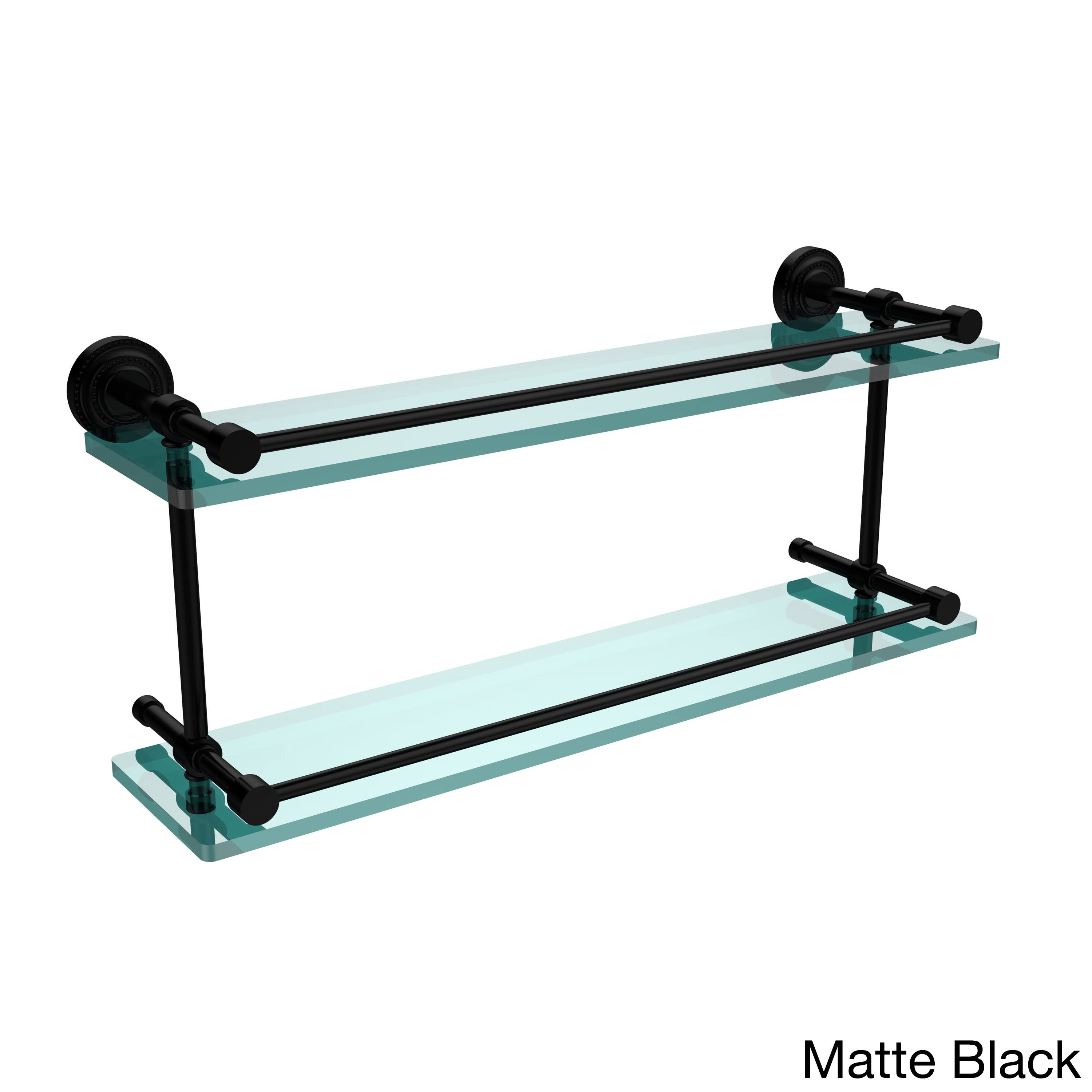 Allied Brass Dottingham 22-inch Double Glass Shelf with Gallery Rail - Matte Black