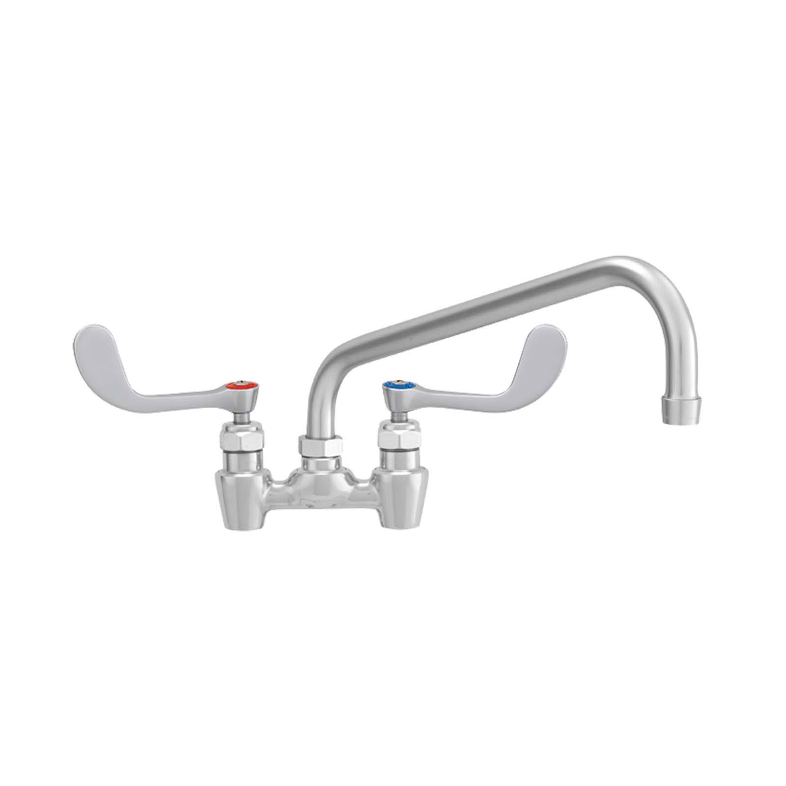 Fisher 62456 4x22 Backsplash Mount Stainless Steel Kitchen Faucet with 6x22 Swing Spout and Wrist Handles