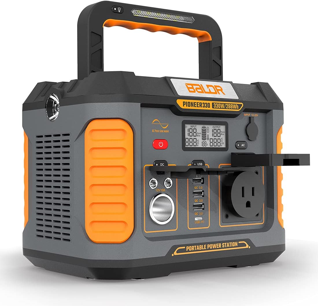 BALDR Portable Power Station 200W, 173Wh Solar Generator Backup Lithium Battery Power Supply, 120V Pure Sine Wave AC Outlet, QC 3.0, Type C Input/Output, for Home Camping Adventure