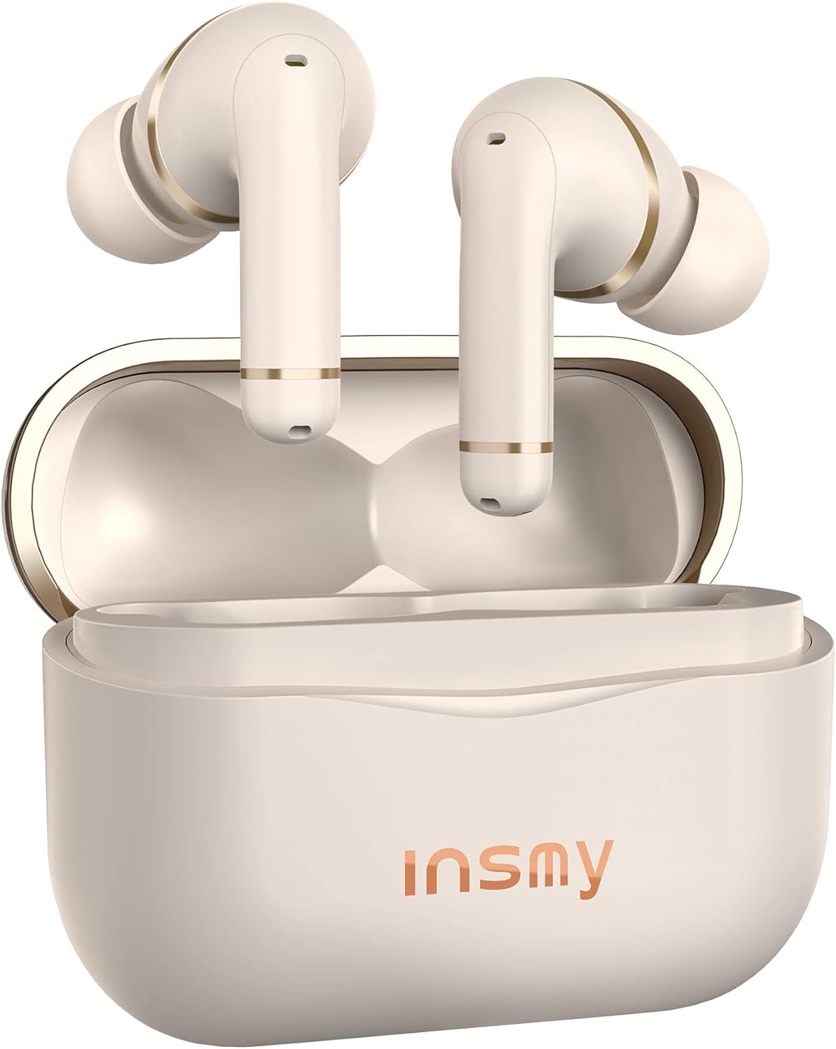 INSMY Wireless Earbuds Hybrid Active Noise Cancelling Waterproof Earphones with 6 Mics for Clear Calls Authentic Audio Big Bass, 36 Hours Playtime Bluetooth in-Ear Headphones ANC/Ambient Mode (Nude)