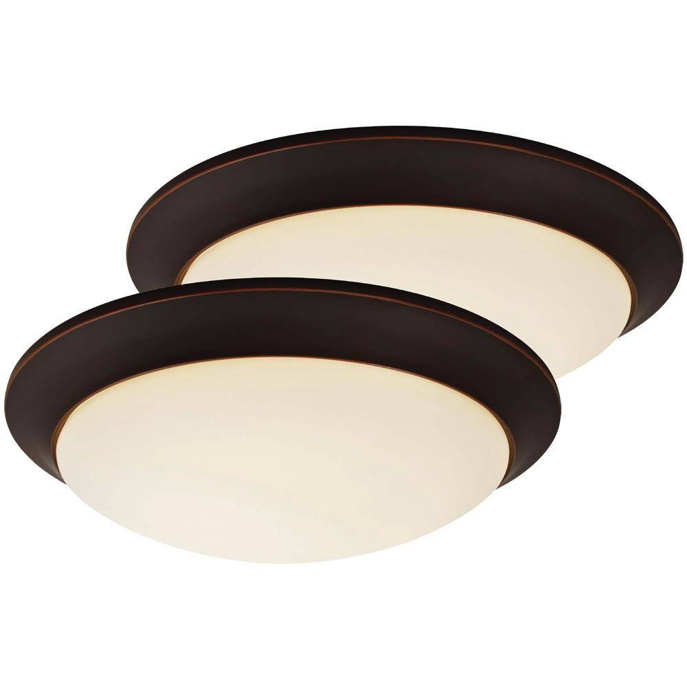 Hampton Bay 15 in. Oil Rubbed Bronze LED Ceiling Flush Mount (2-Pack)