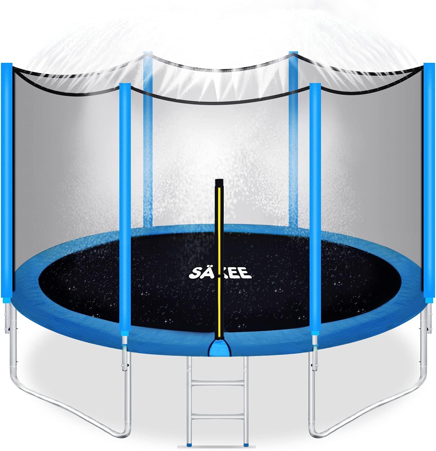 S&Auml;KEE Trampoline with Safety Enclosure Net Sprinkler for Kids Adults Round Recreational Trampolines with Ladder Wind Stakes Accessories for Outdoor Backyard Children 15 14 12 10 8 ft