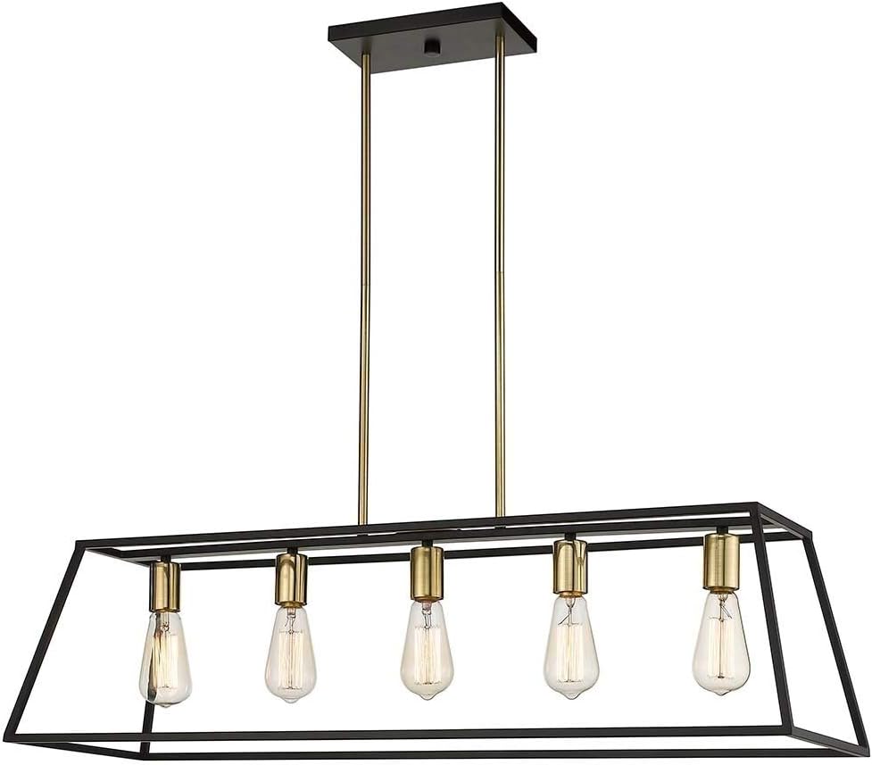 Ove Decors Agnes II-5 LED Farmhouse/Industrial Island Modern Dining Lighting Fixture, Wrought Black
