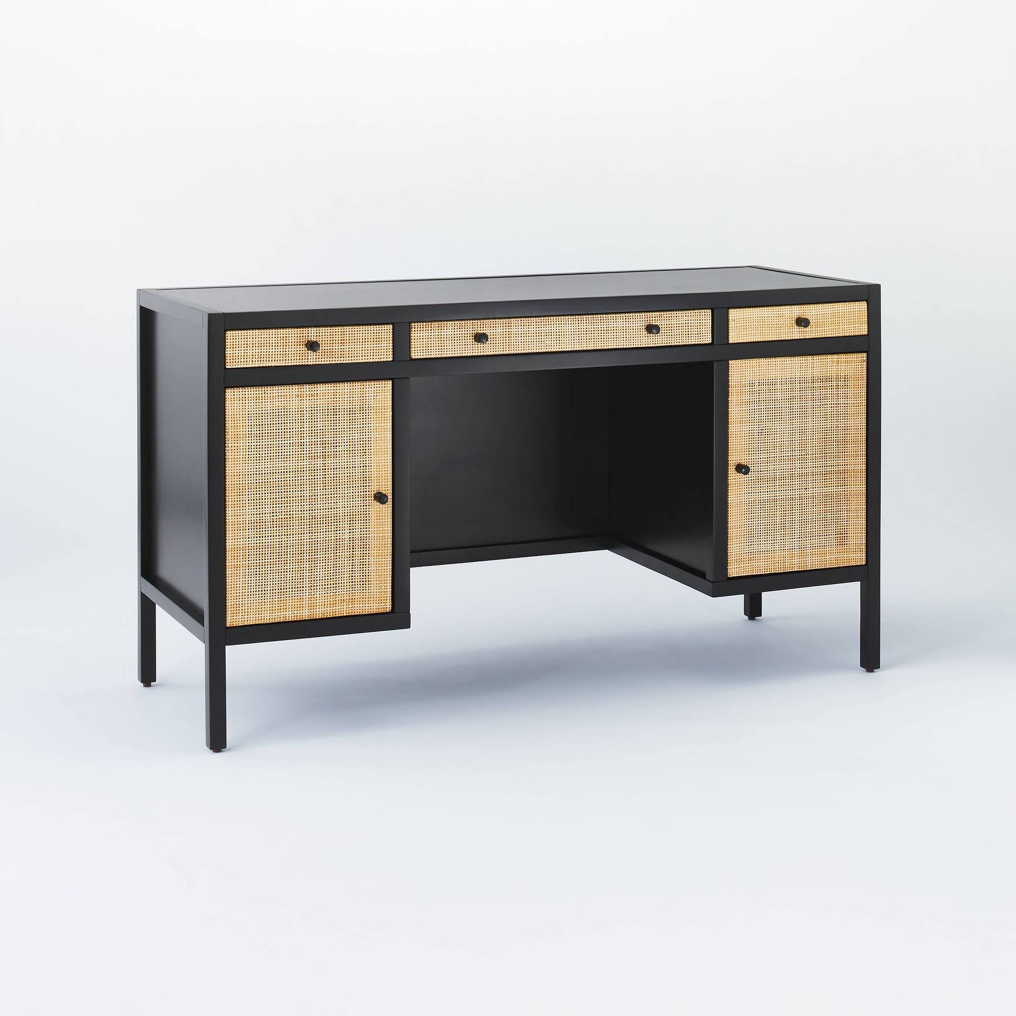 Springville Wood Executive Desk with Drawers Black - Threshold Designed with Studio McGee