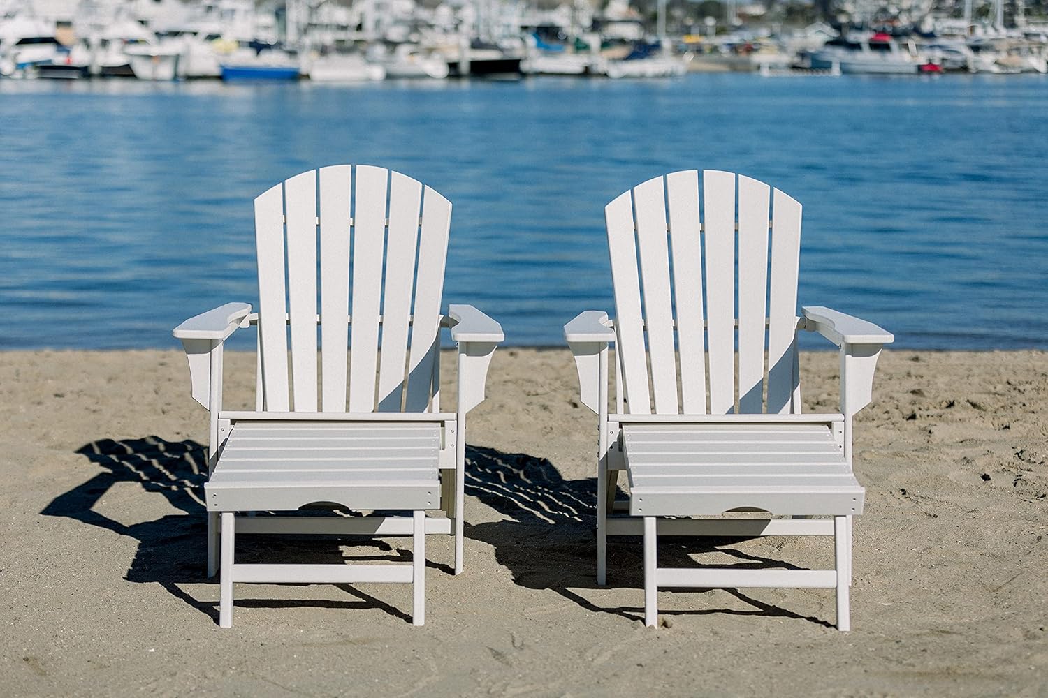 LuXeo Footrest 2-Pack Hampton Adirondack Chair, Gray