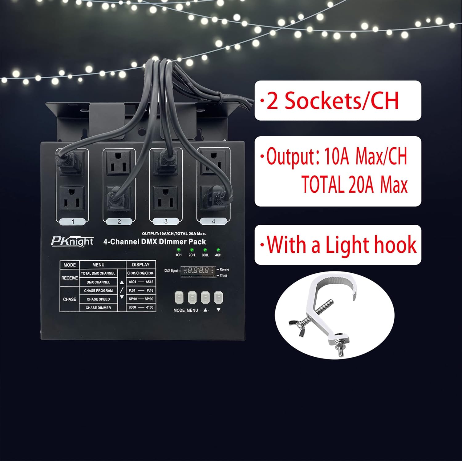 Pknight 4-Channel Programmable dmx512 Dimmer Pack| Lighting Accessories