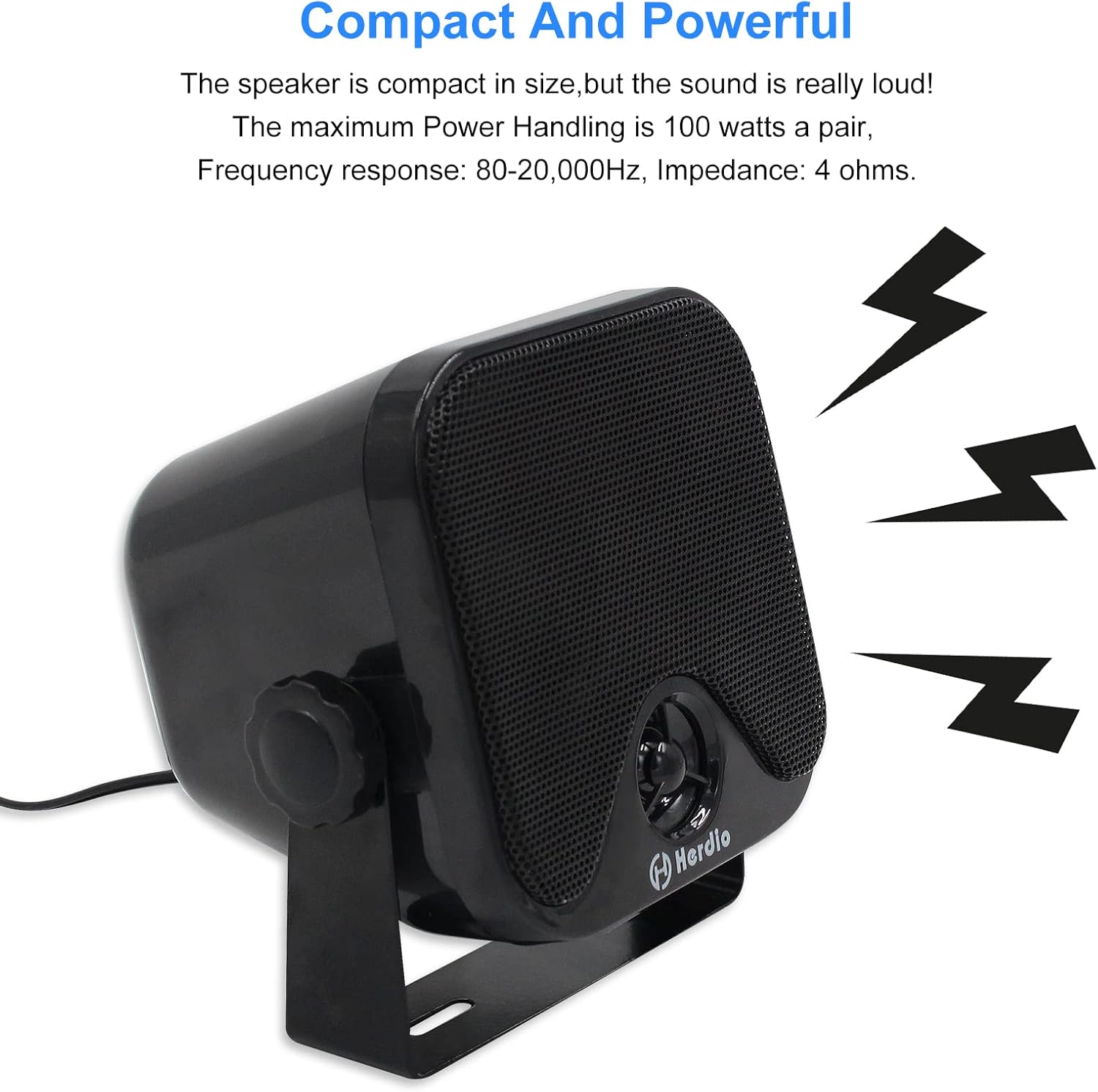 Herdio Receiver/Speaker Package, Bluetooth, MP3/USB AM/FM Marine Stereo Bundle for Boat ATV UTV SPA.