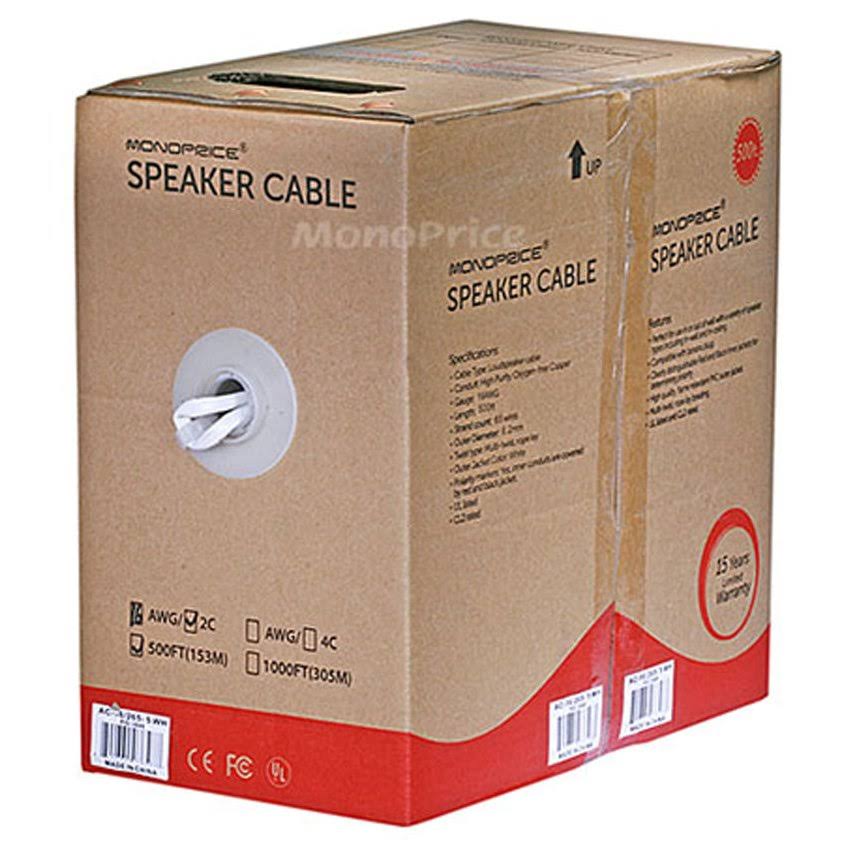 Monoprice Access Series 16AWG CL2 Rated 2-Conductor Speaker Wire Cable -500ft