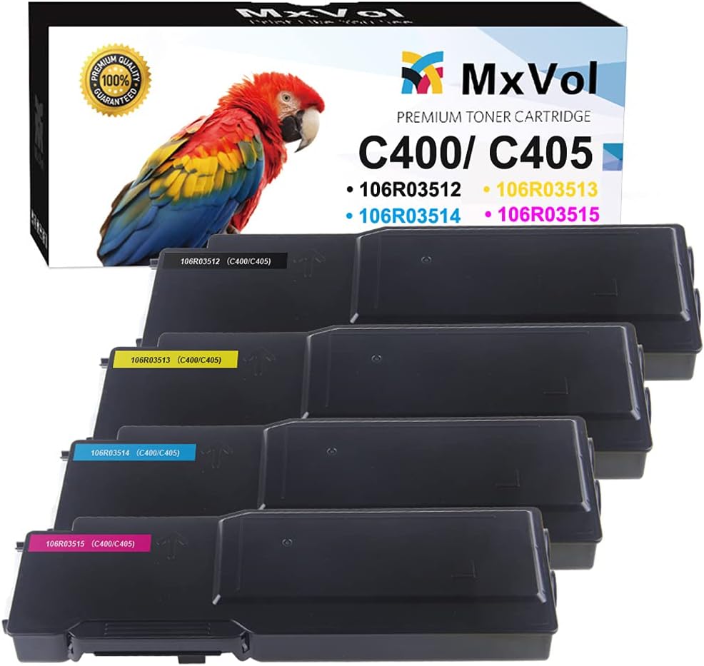 MxVol Remanufactured Toner Cartridges Replacement for Xerox C400 C405 4-Pack, High Yield Black 5,000 & Color 4,800 Pages use VersaLink C400DN C405DN Printer 106R03512 106R03514 106R03515 106R03513 Pack of 2