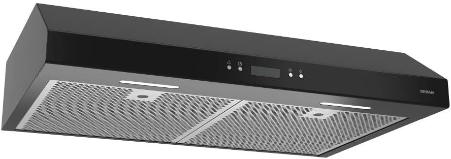 BROAN NuTone BCDJ130BL Glacier Range Hood with Light Exhaust Fan for Under Cabinet, 400 CFM, 30-Inch, Black