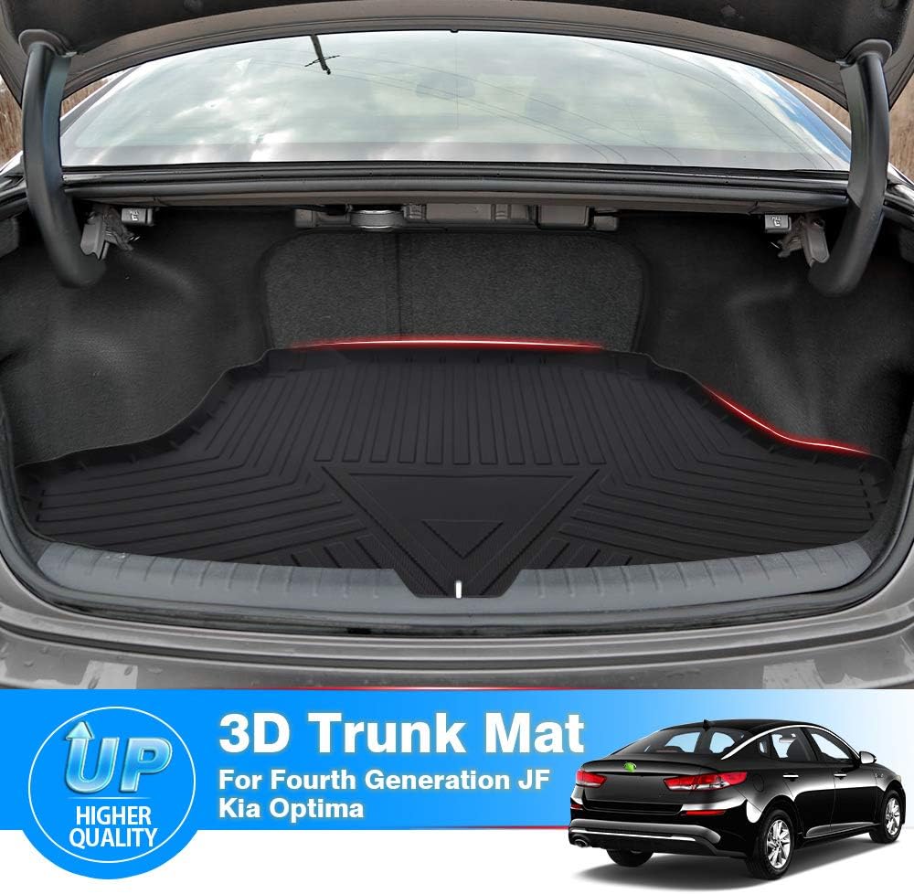 T TGBROS Custom Fit for Cargo Liner 2016-2020 Kia Optima (NOT for 2020-2021 Kia K5) All Weather Rear Trunk Floor Cargo Mat Tray Black Non-Slip