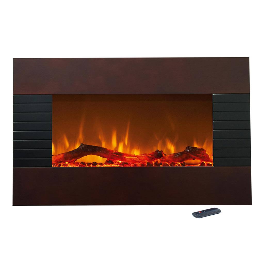 Trademark Games 35.5 in. Wall-Mount Electric Fireplace in Mahogany, Maghony