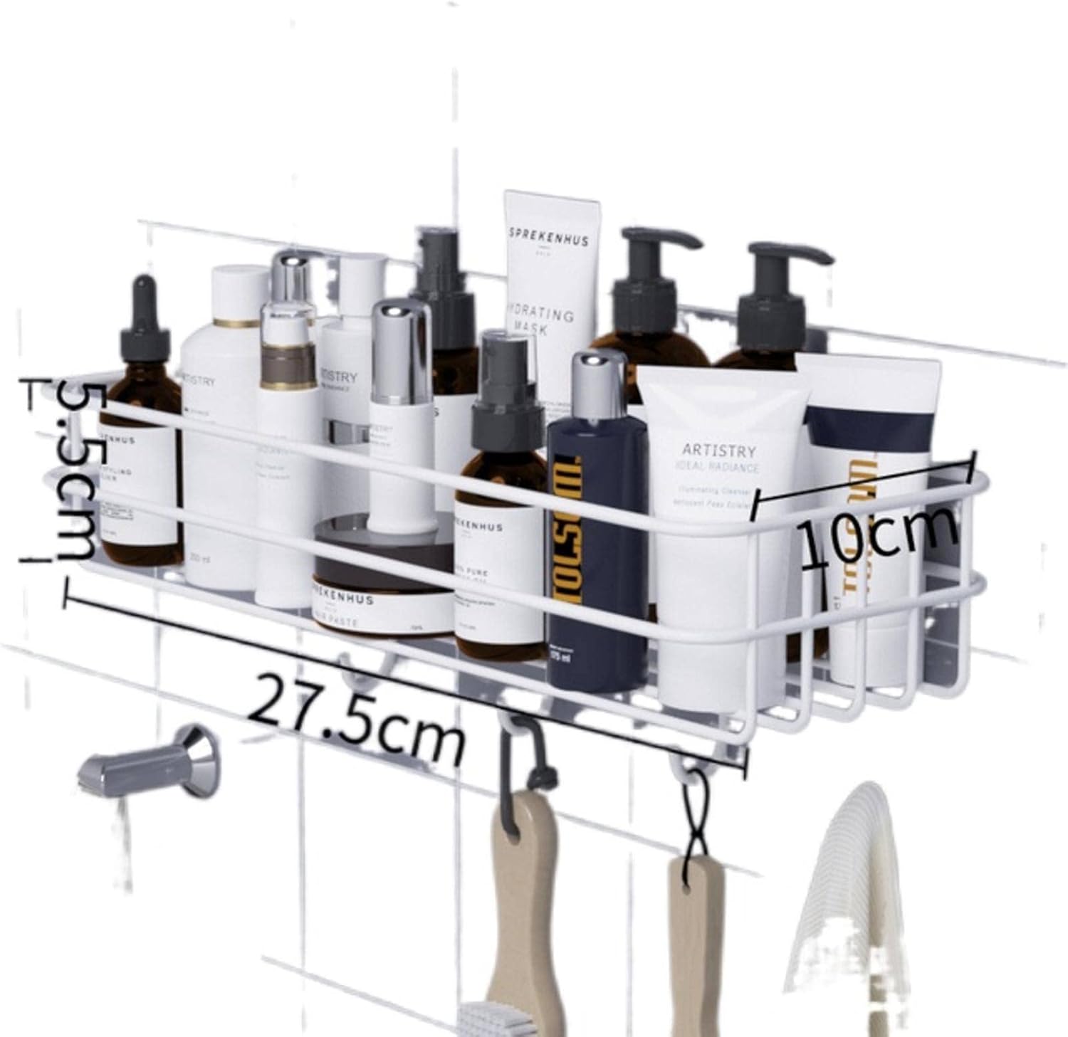 NC Wall-Mounted Bathroom Shelf Floating Shelf Shower Hanging Basket Shampoo Holder W C Accessories Black Pack of 2