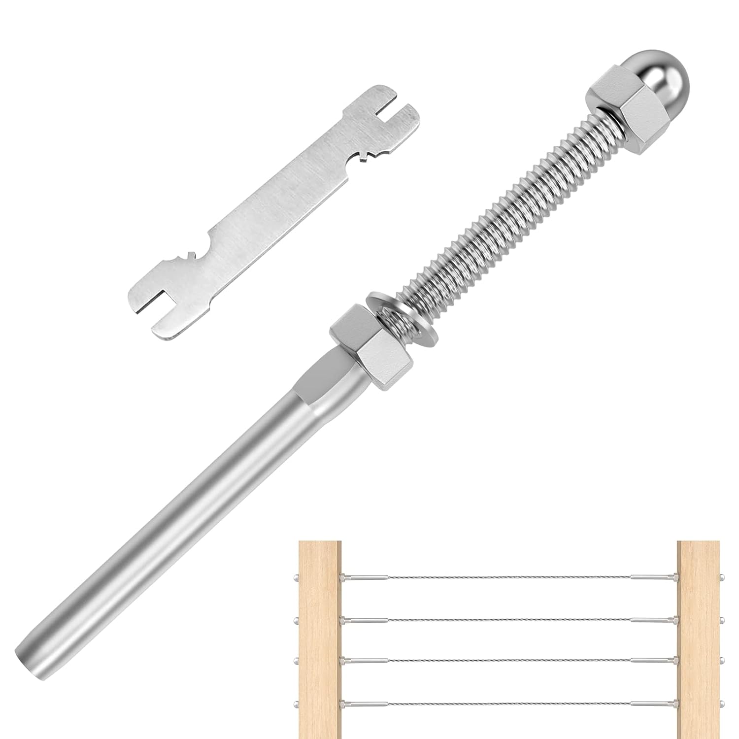CKE 60 Pack Cable Railing Swage Threaded Stud Tension End Fitting Terminal for 1/8