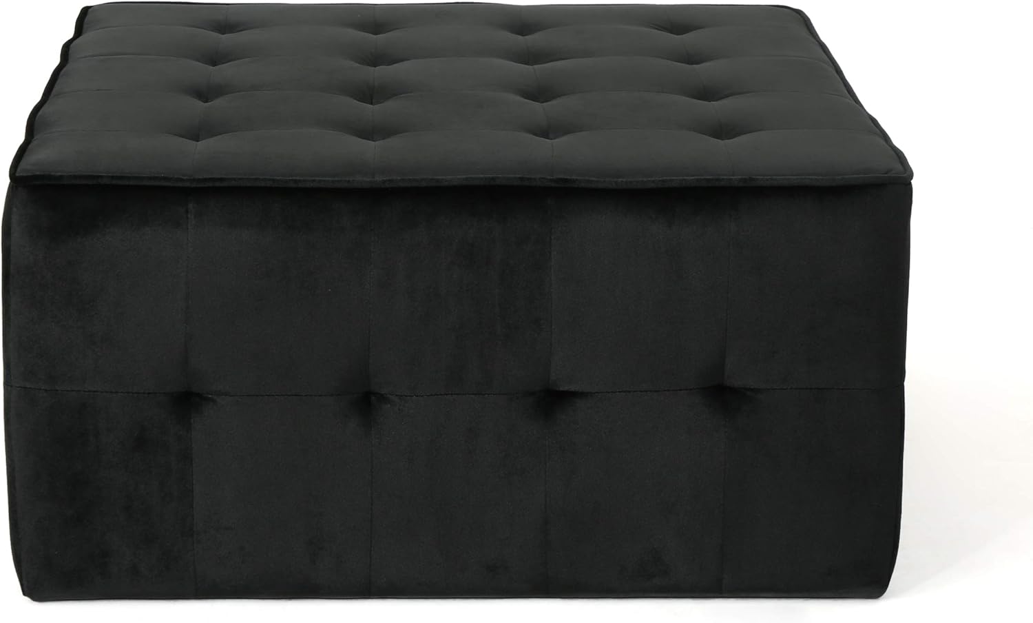 Christopher Knight Home Justin Glam Tufted Velvet Ottoman, Black