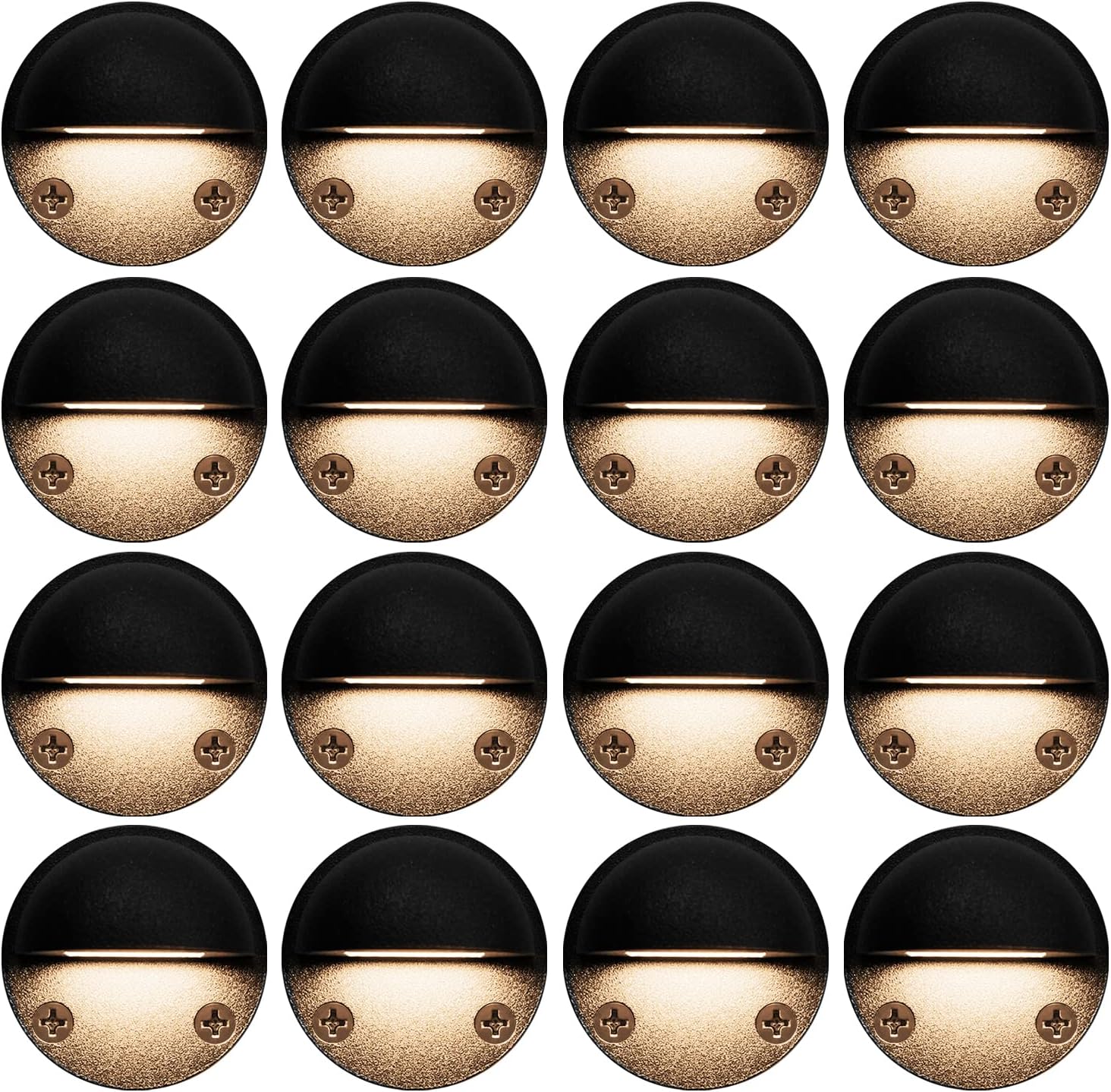 GKOLED 12-Pack Low Voltage LED Deck Lights, Landscape Step Lights with 2W Integrated LED Chips, Die-cast Aluminum 12V AC/DC Stair Railing Post Accent Lighting Fixtures with Black Powder Coated Finish