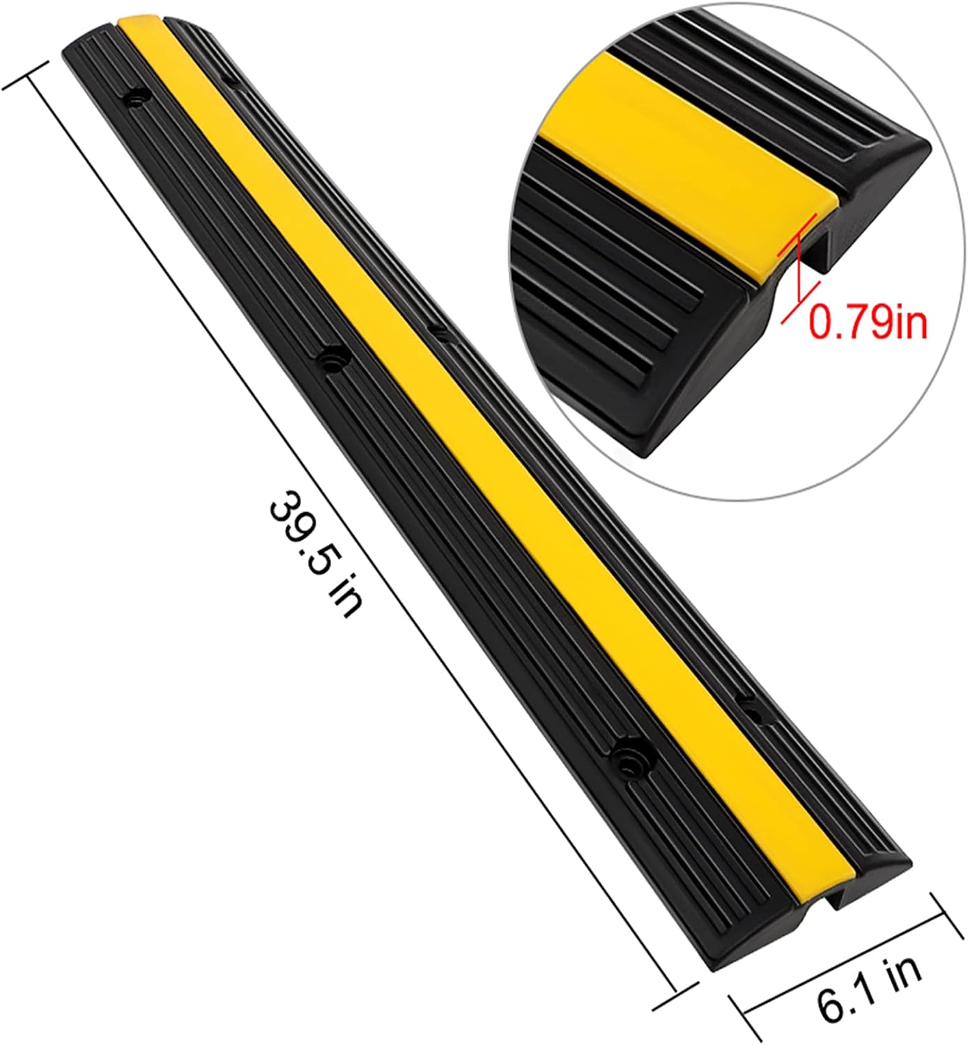 1 Channel Cable Protector Ramp,4 Pack Rubber Hose Protector Ramp Cable Ramp Cord Covers Heavy Duty Traffic Speed Bumps for Driveway Yellow&Black Pack of 2
