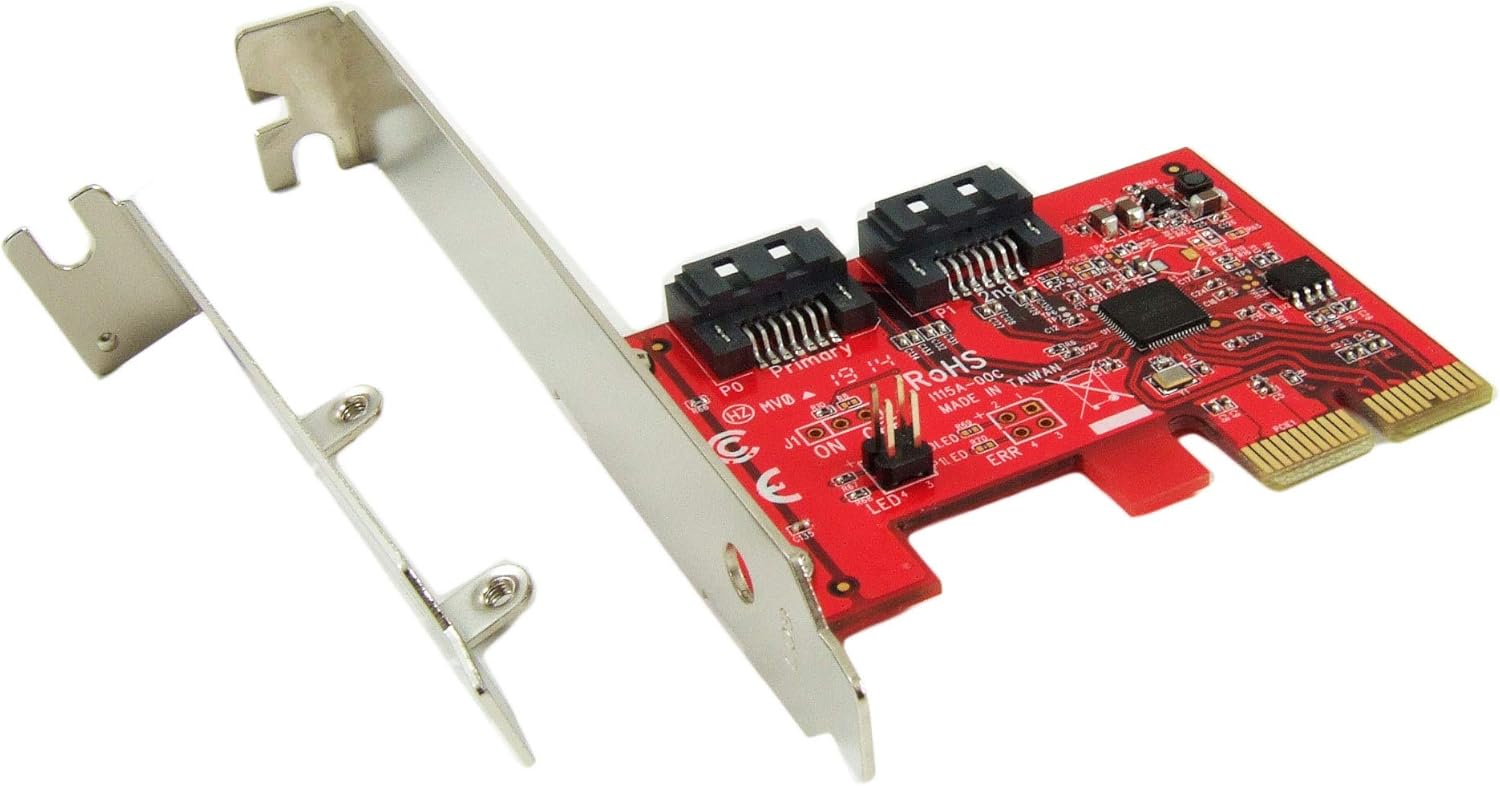 Ableconn PEX-SA151 SATA III RAID 2-Port PCIe x2 Card (ASMedia ASM1062R Controller) - Support RAID 0 / RAID 1 / Span/Non-RAID Pack of 2