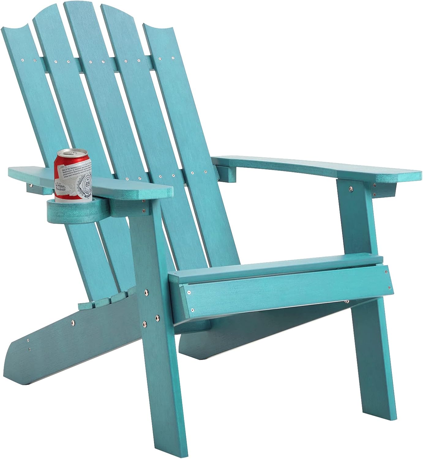 Melucivi Adirondack Chair Weather Resistant with Cup Holder, Fire Pit Chair Patio Outdoor Garden Resin Wood Adirondack Chair for Adult,Aruba