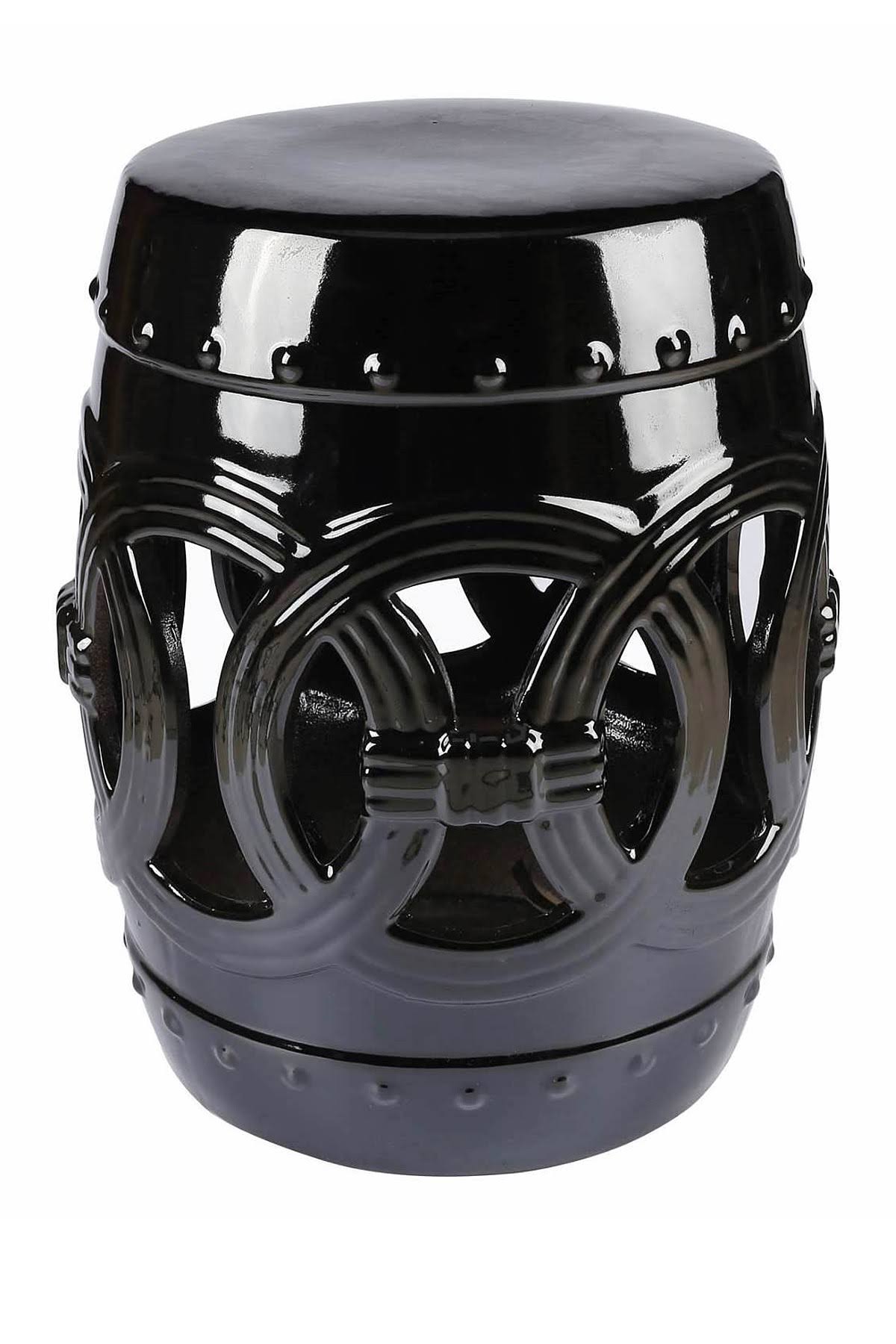 Abbyson Moroccan Black Garden Stool - Ceramic