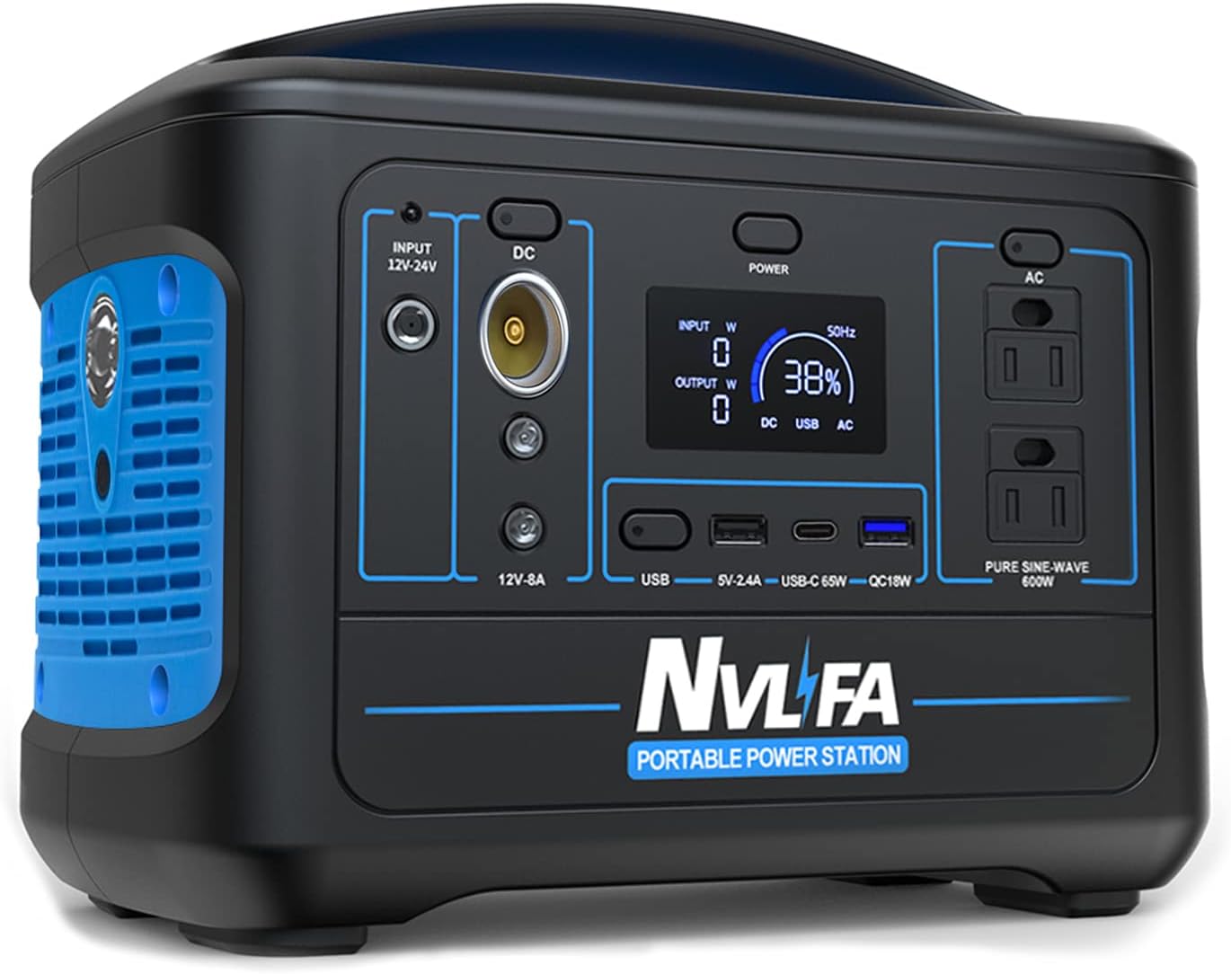 Portable Power Station, Portable Generator 540WH, 600W 7-Port Outdoor Generator with 2 AC Outlet, 65W USB-C , 150000mAh Power Bank Battery Pack, LED Light For Camping, RV, Power Outage