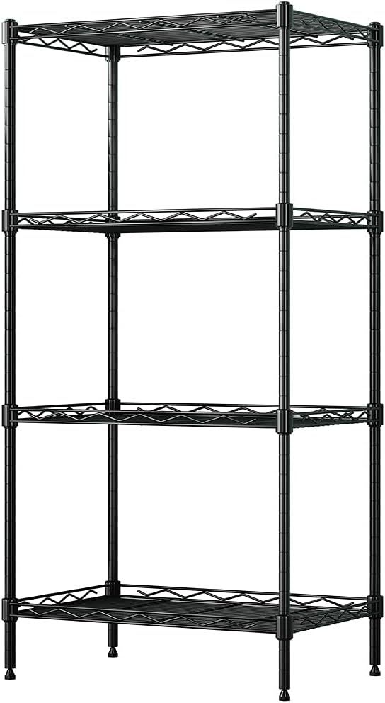 4-Shelf Adjustable,Metal Storage Rack,Steel Organizer Wire Rack,Adjustable Organizer Perfect for Pantry Laundry Bathroom Kitchen Closet,Organization,Black,(17.7L x 11.8W x 35.4H) inches Pack of 2
