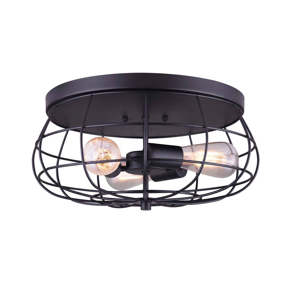 Canarm IFM640B16BK Flora 3 Bulb Flush Mount Ceiling Light, Matte Black