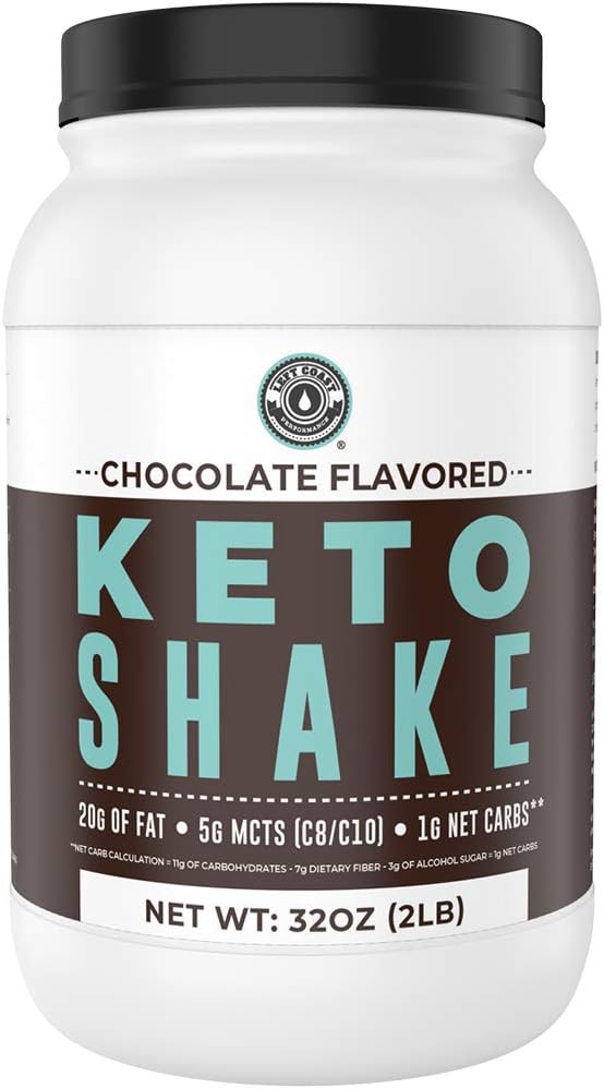 Keto Meal Replacement Shakes, Chocolate, 2lbs, Low Carb Keto Protein Shake Mix, MCT Powder, Grass Fed Hydrolyzed Collagen Peptides, Keto Breakfast Shake, 20g Fat, 14g Protein, 1 Net Carb, Zero Sugar Pack of 2