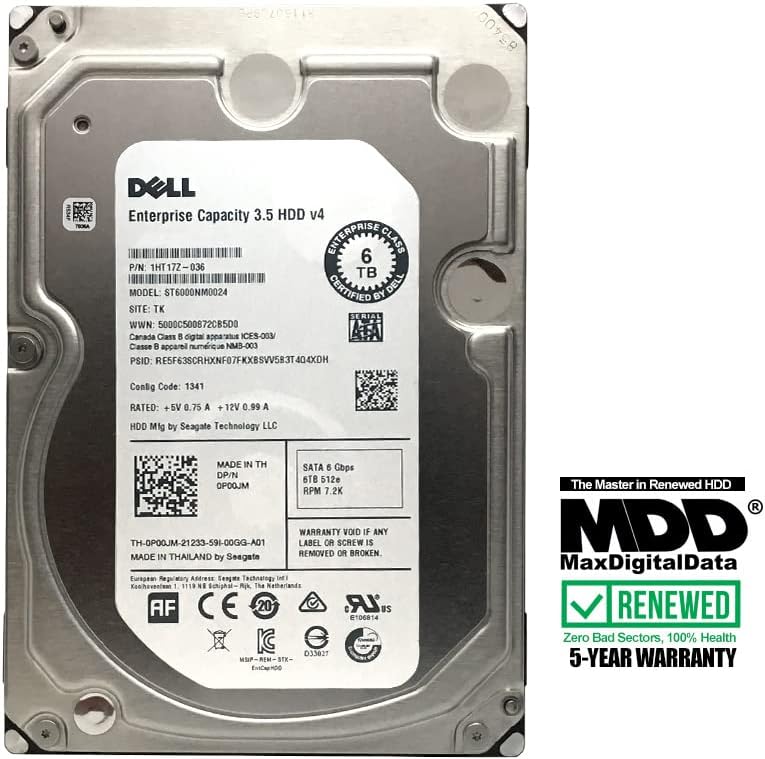 MDD - Enterprise Capacity ST6000NM0024 6TB 7200RPM 128MB Cache SATA 6.0Gb/s 3.5in Enterprise Hard Drive (Renewed)