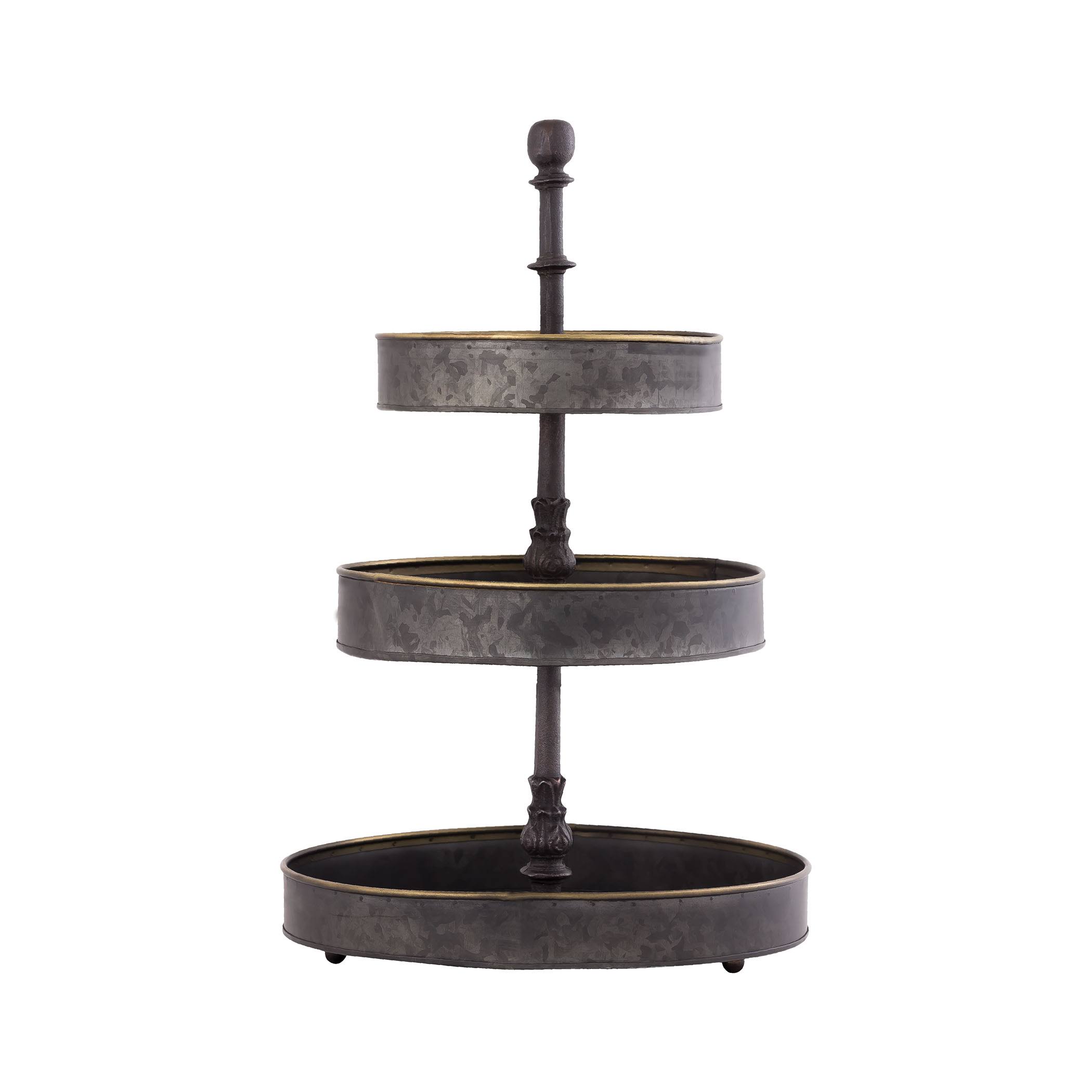 Elk Lifestyle ETAG011 3-Tier Etagere in Galvanized Black and Border
