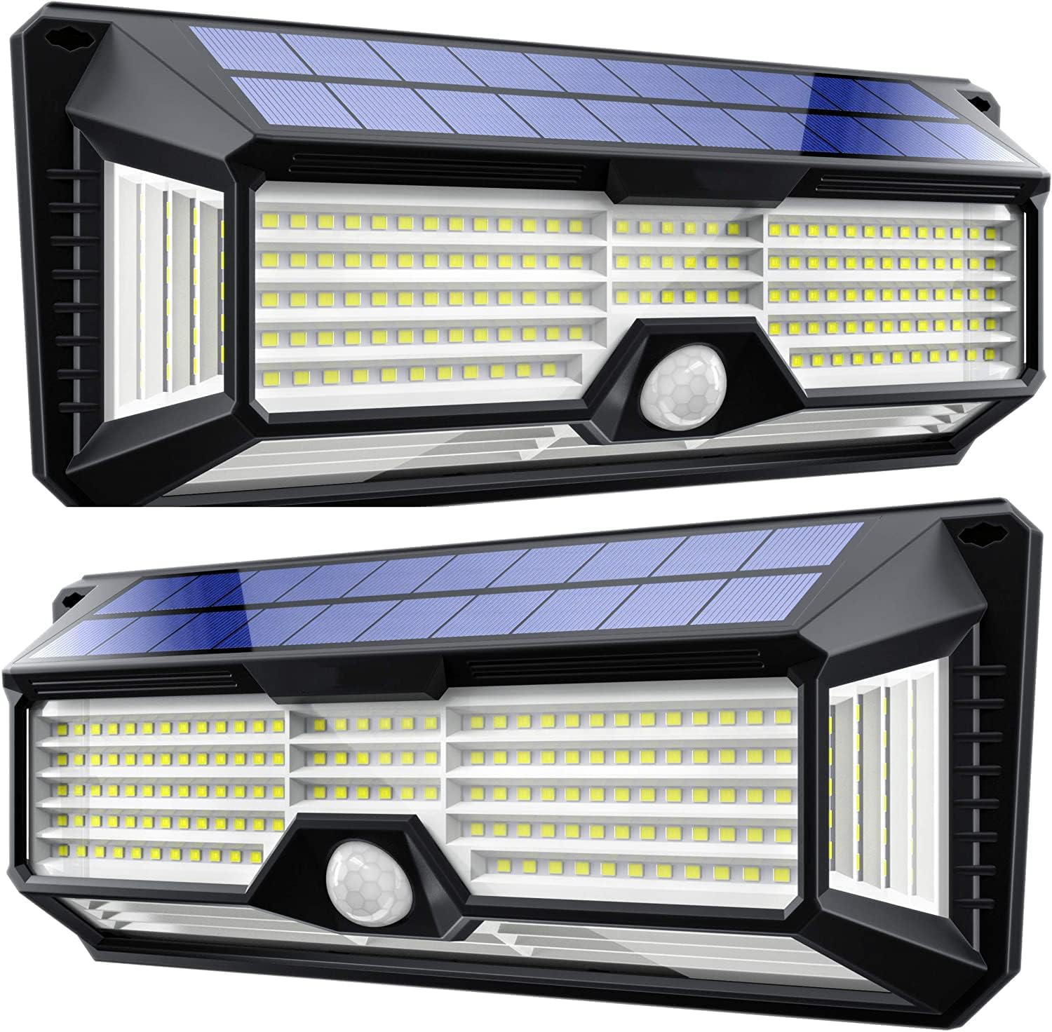 LazyPro Solar Lights Outdoor Super-Bright 298 LEDs - LED Solar Motion Sensor Lights Outdoor - for Wall, Post, Pathway Garden up to 1600 sq ft - Solar Battery Powered 4400 mAh (2 Pack)