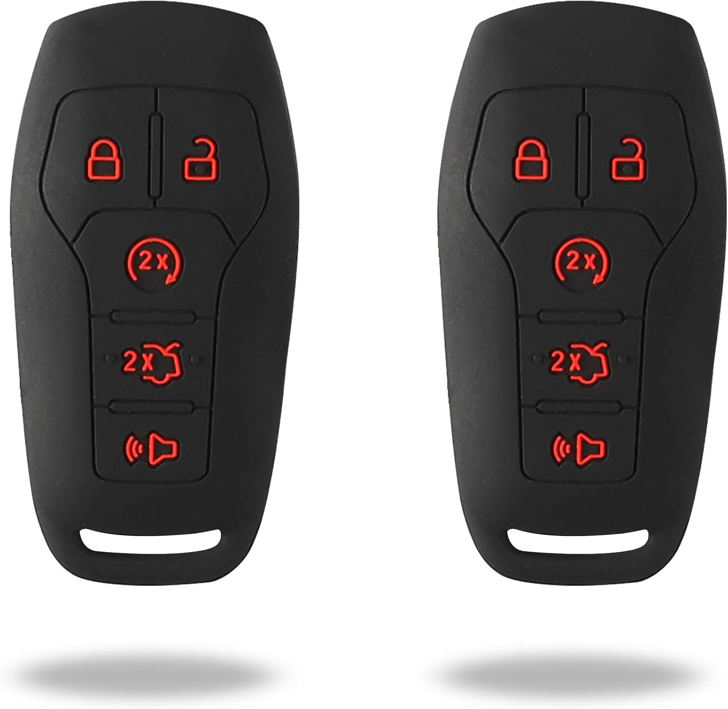 TOMALL 2Pcs Silicone 5 Buttons Smart Key Fobs for Ford Mustang Fusion Lincoln MKZ MKC Remote Covers Case Holder Glove Skin Car Key Accessories (Black)