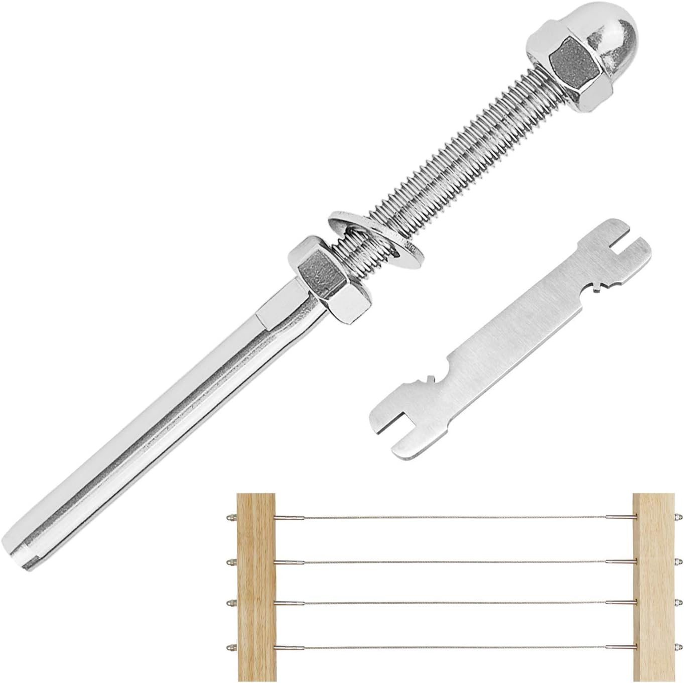 CKE 60 Pack Cable Railing Swage Threaded Stud Tension End Fitting Terminal for 3/16