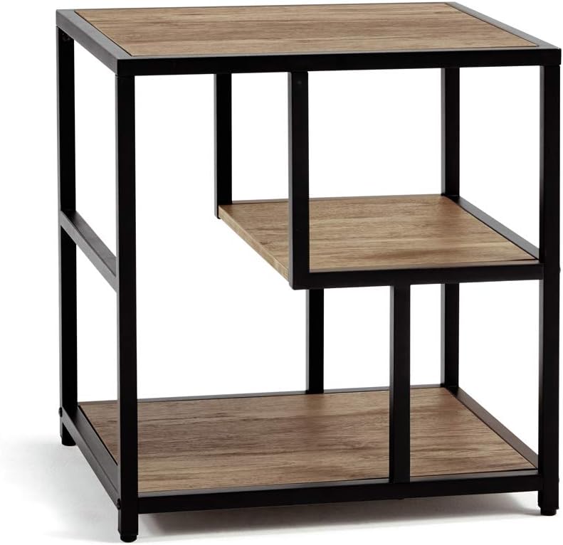 LINSY HOME Side Table with Storage,Wide Accent Table,3-Tier End Table for Living Room Bedroom.