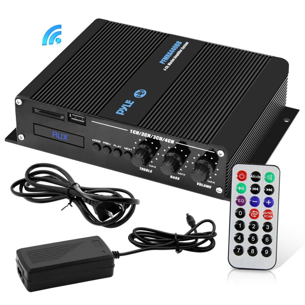 Pyle 4 Channel 400 Watt Marine Amplifier Bluetooth Receiver System (4 Pack) by VM Express