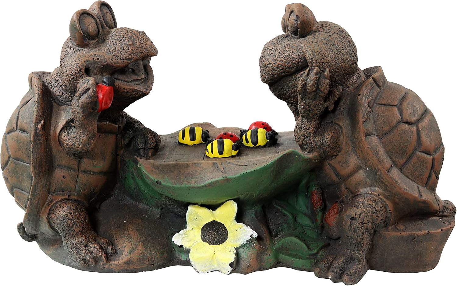 Sunnydaze Tic Tac Toe Turtles Concrete Garden Statue - Stylish Turtle Outdoor Decor - Perfect for The Front Porch, Backyard, Deck, or Patio - with Colorful Ladybug and Bumblebee Pieces - 7.5-Inch