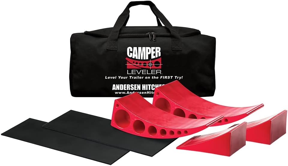 ANDERSEN HITCHES | RV Accessories | 2-Pack Camper Leveler Blocks w/ Rubber mats and Sturdy Bag w/ Double Handles Camper Leveling System | Outdoor Camping Levels | 3604