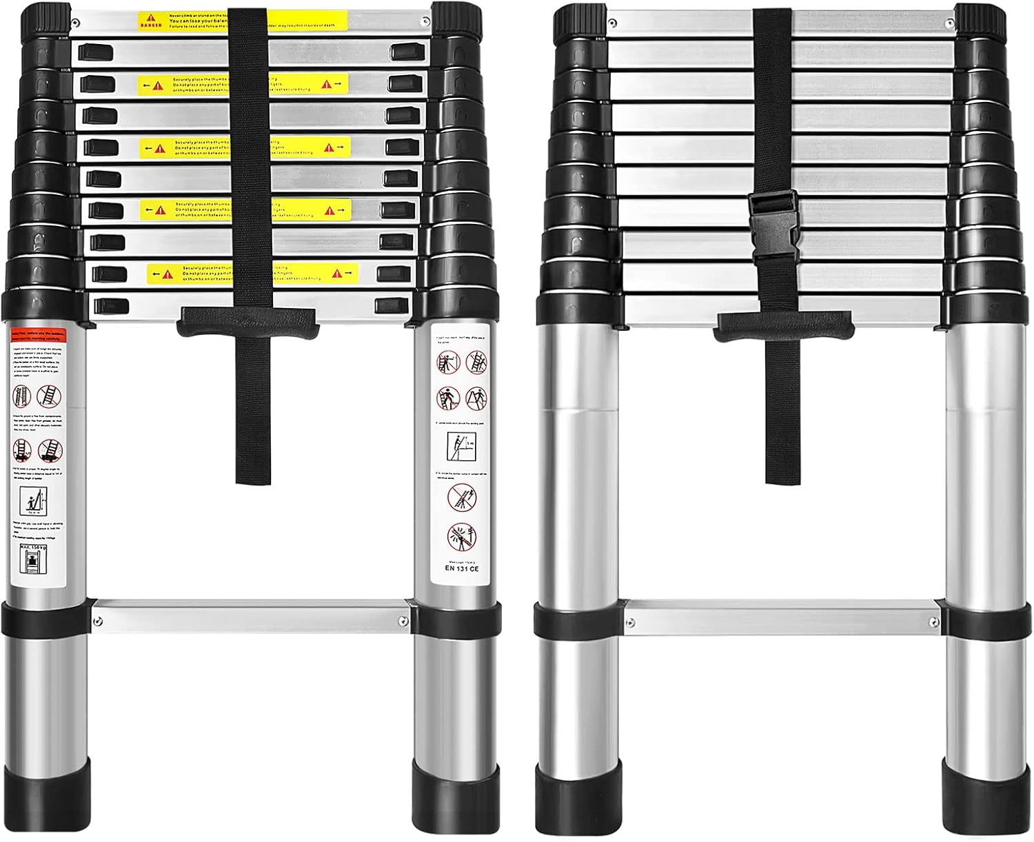 WFLNHB 10.5 FT Telescoping Ladder One Button Retraction Aluminum Extension Ladder Collapsible Ladder Suitable for Outdoor or Indoor