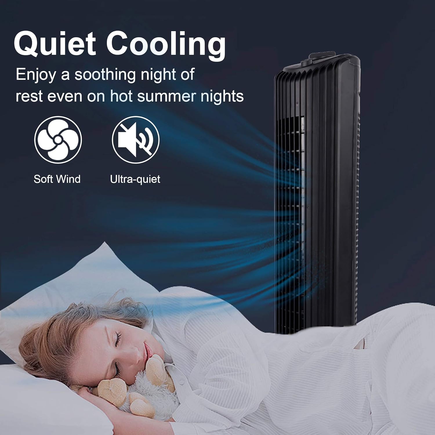 yosager Tower Fan, 28 Inch 60&deg; Oscillating Cooling Fan Powerful Floor Fan, 3 Speeds, Stand up Tower Fan, Standing Fans Space Saving Slim Design for Home Bedroom Office