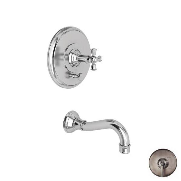 Newport Brass 4-2462BP-15A Antique Nickel Jacobean Balanced Pressure Tub and Shower Trim Plate with Cross Handle