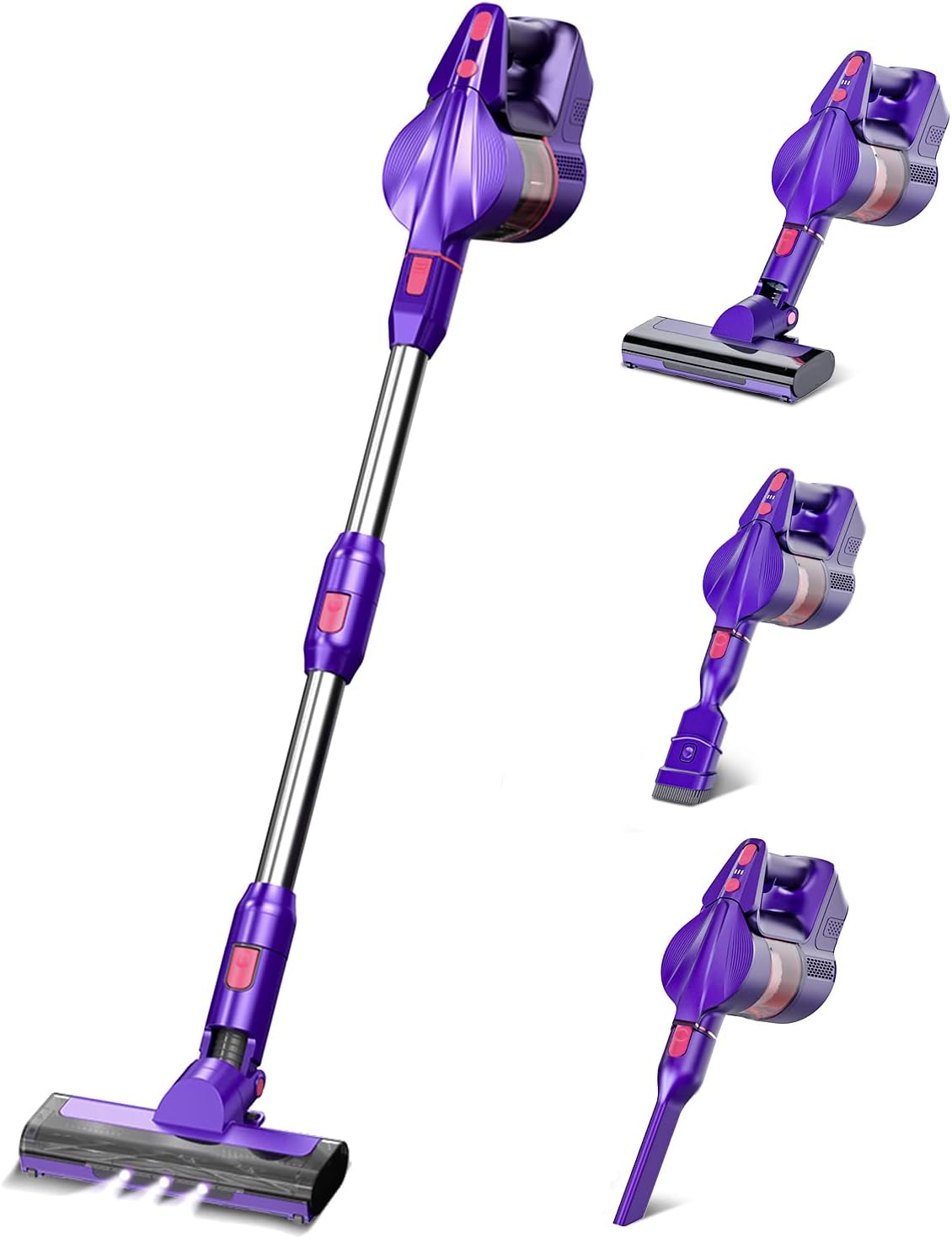 Vacuum Cleaner, JREAWD 24Kpa 265W Stick Vacuum with 35Min Runtime Lightweight 3 Speed Cordless Vacuum Cleaner with Detachable Battery for Home Hard Floor Carpet Pet Hair Car