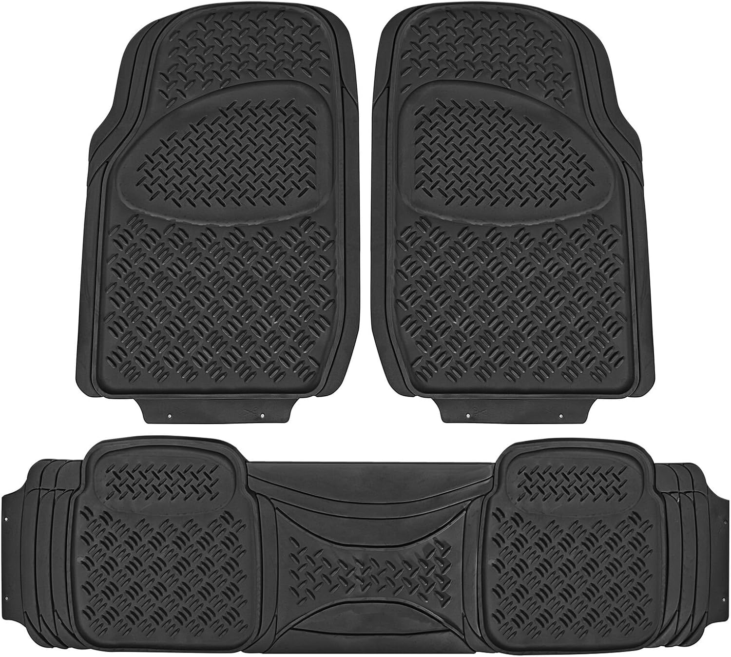 Johns FMD-23 (3pc Set) Black All-Weather Rubber Floor Mats