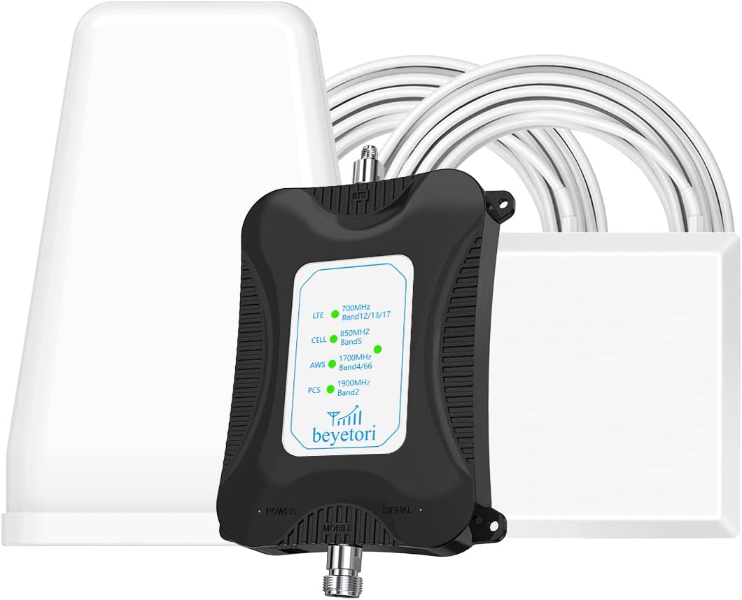 Cell Phone Signal Booster for Home GSM 3G 4G LTE 5G Cell Phone Booster Support All U.S. Carriers Verizon AT&T Sprint Cell Phone Signal Amplifier Repeater Up to 4000 sq.ft FCC Approved(Black)