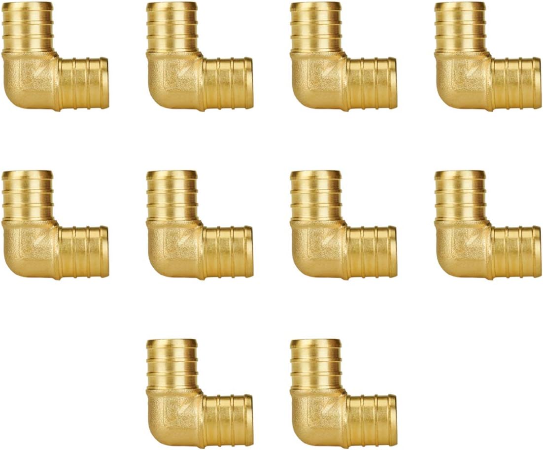 SUNGATOR 3/4 Inch 90 Degree Elbow PEX Fittings Lead Free Brass Crimp for PEX Pipe in Plumbing Jobs (10-Pack) Pack of 2