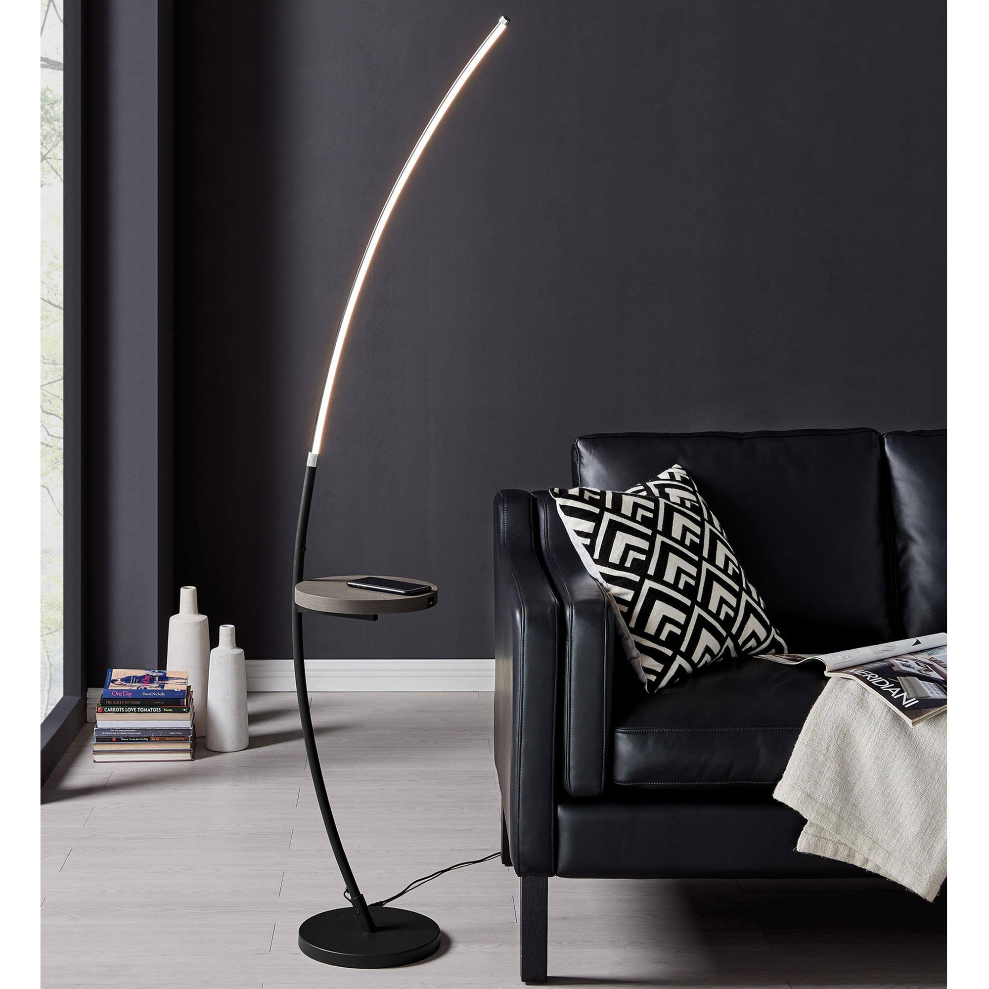 Lite Source Monita LED Floor Lamp with Desk in Black