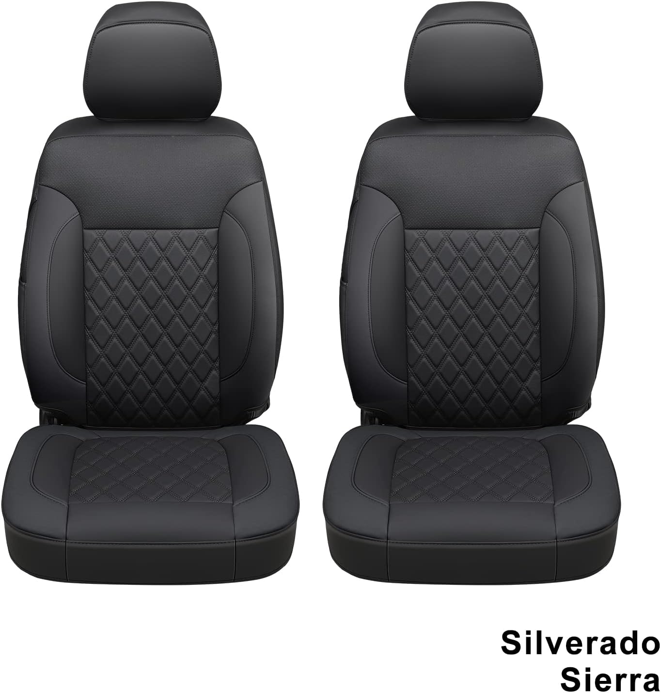 LUCKYMAN CLUB S04-SC2 Faux Leather Seat Covers, Fit for 2007-2013 Chevy Silverado GMC Sierra 1500 and 2007-2014 2500HD 3500HD Crew Cab(Black)